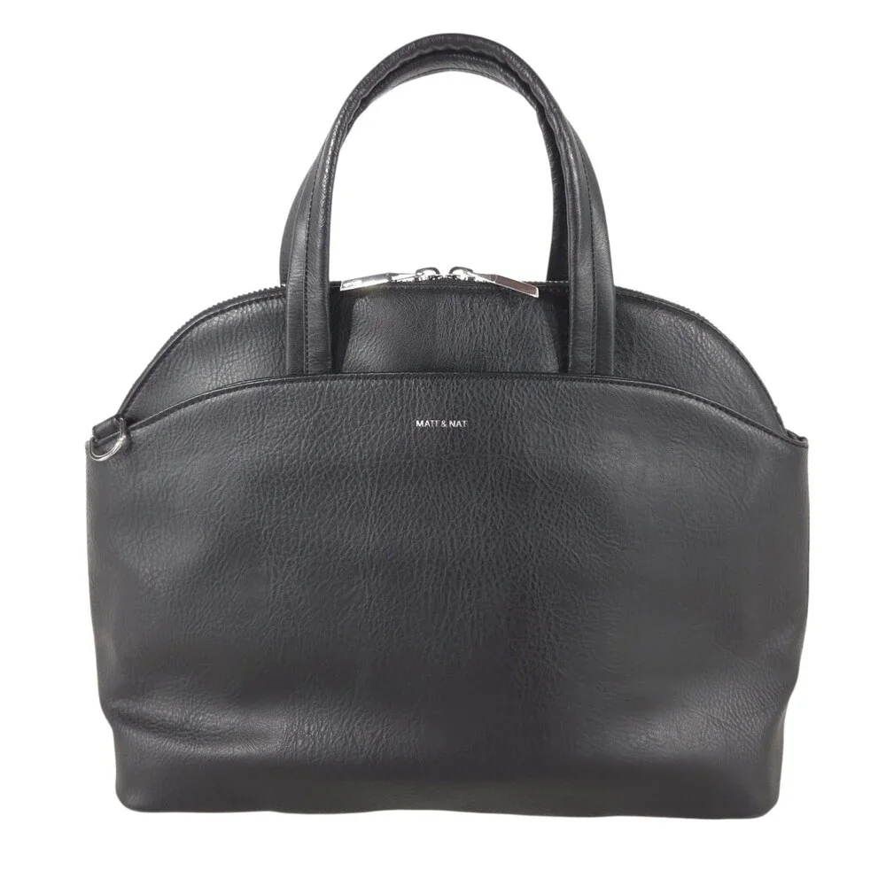 Matt & Nat Vegan Leather Large Satchel Handbag Black $165